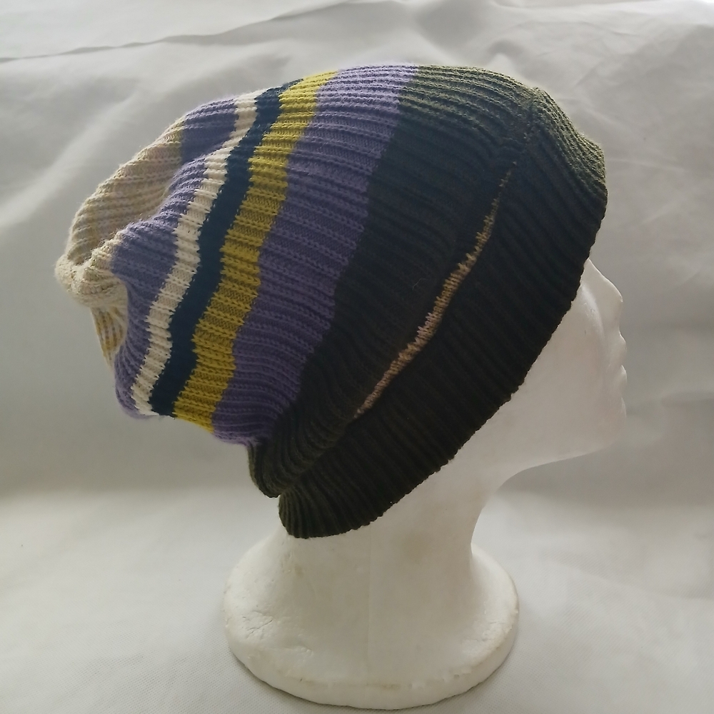 Missoni Striped Knit Cuffed Beanie Hat Slouchy Wool Blend Italy Made Womens Mens
